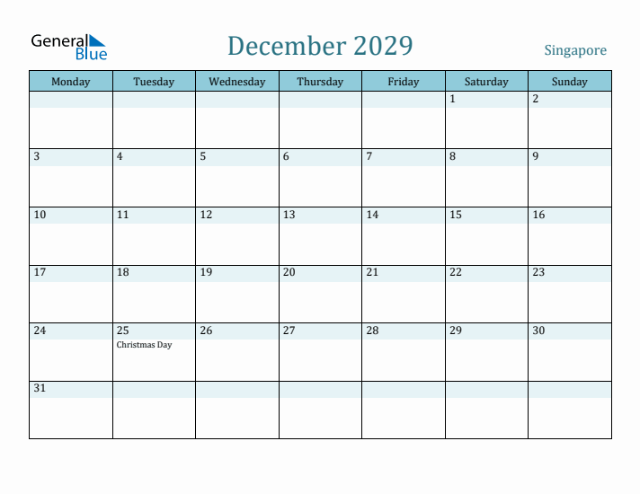 December 2029 Calendar with Holidays