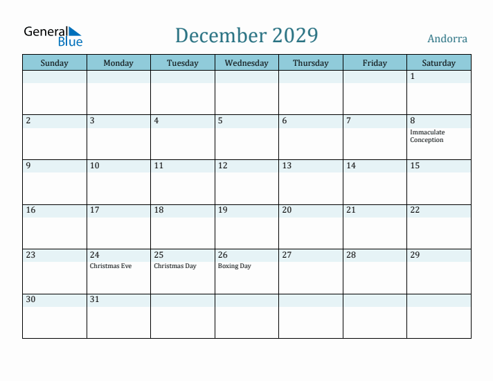 December 2029 Calendar with Holidays