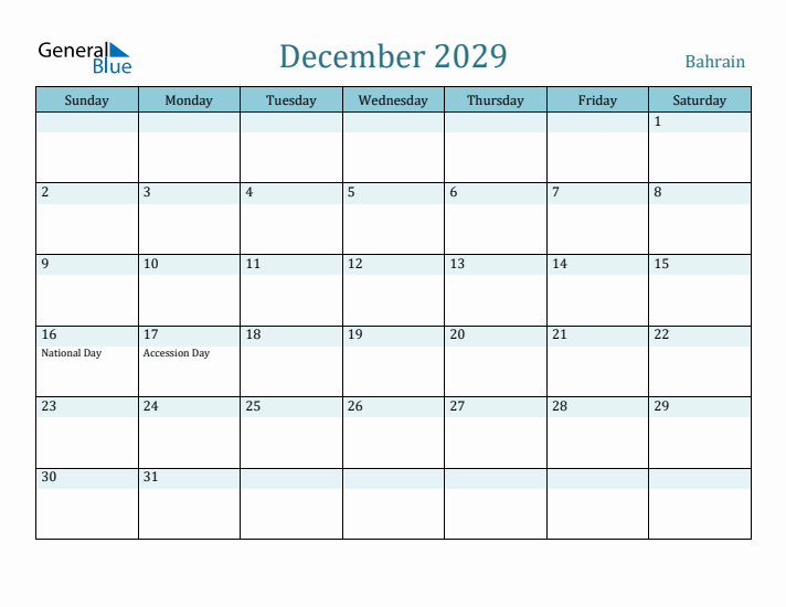 December 2029 Calendar with Holidays