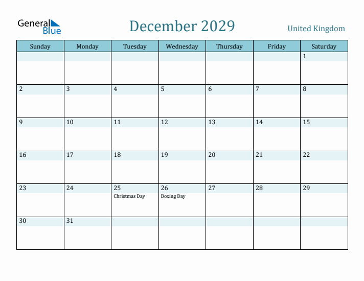 December 2029 Calendar with Holidays