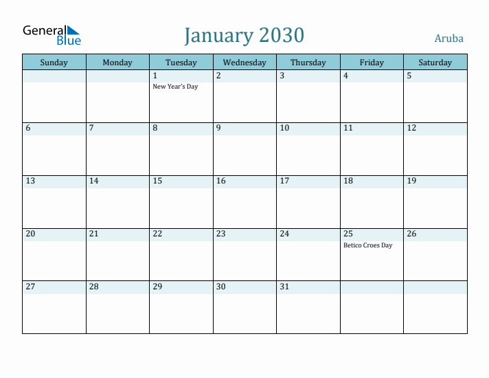 January 2030 Calendar with Holidays