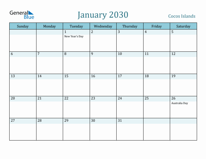 January 2030 Calendar with Holidays