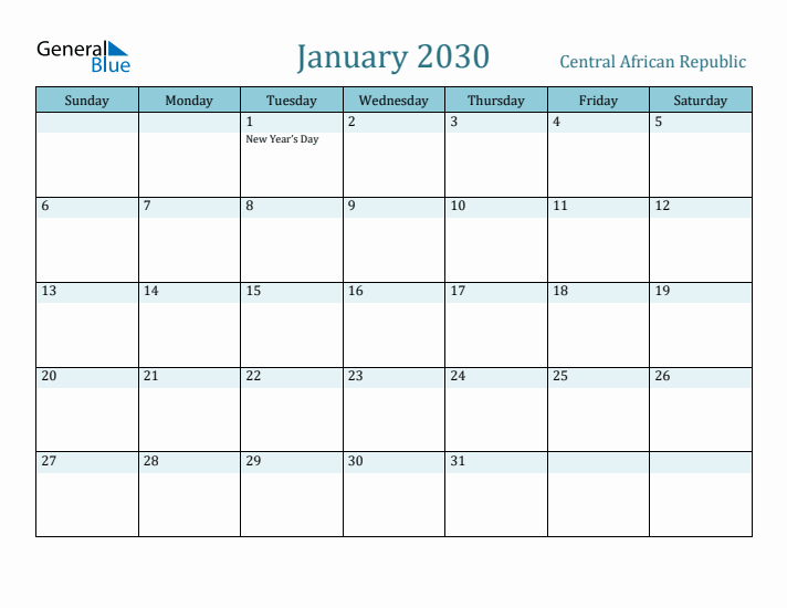 January 2030 Calendar with Holidays