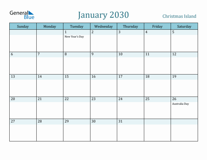 January 2030 Calendar with Holidays