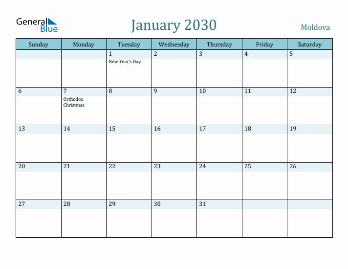 January 2030 Calendar with Holidays