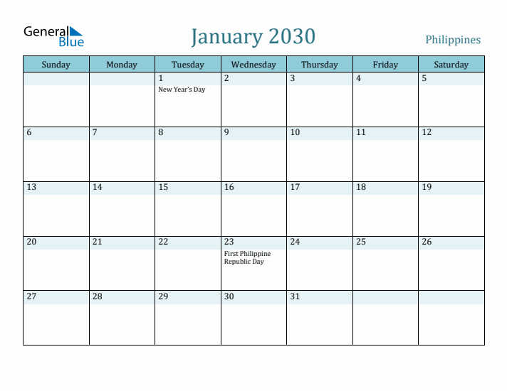 January 2030 Calendar with Holidays