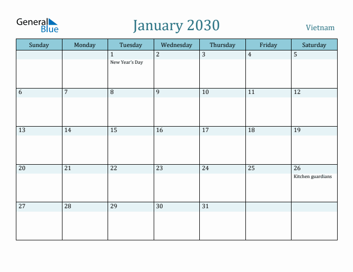 January 2030 Calendar with Holidays