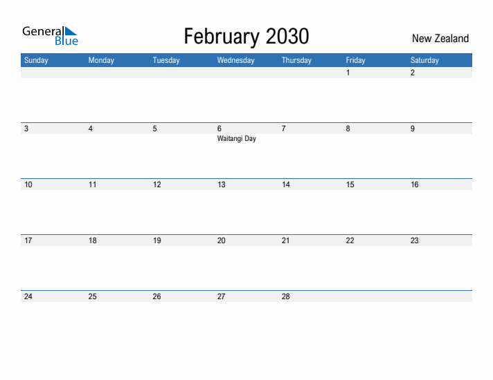 Fillable February 2030 Calendar