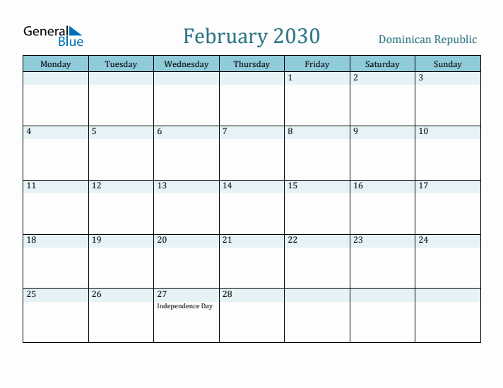 February 2030 Calendar with Holidays