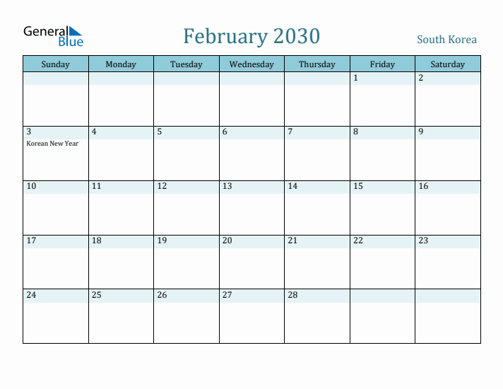 February 2030 Calendar with Holidays