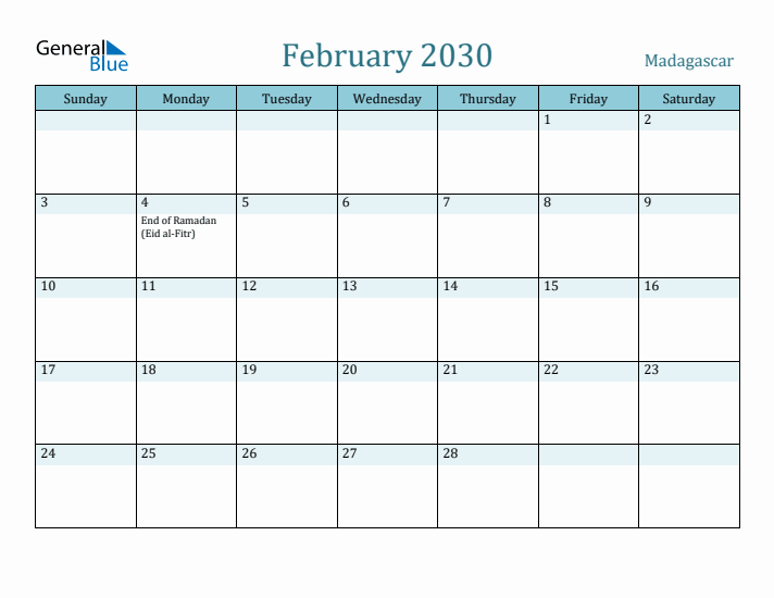 February 2030 Calendar with Holidays