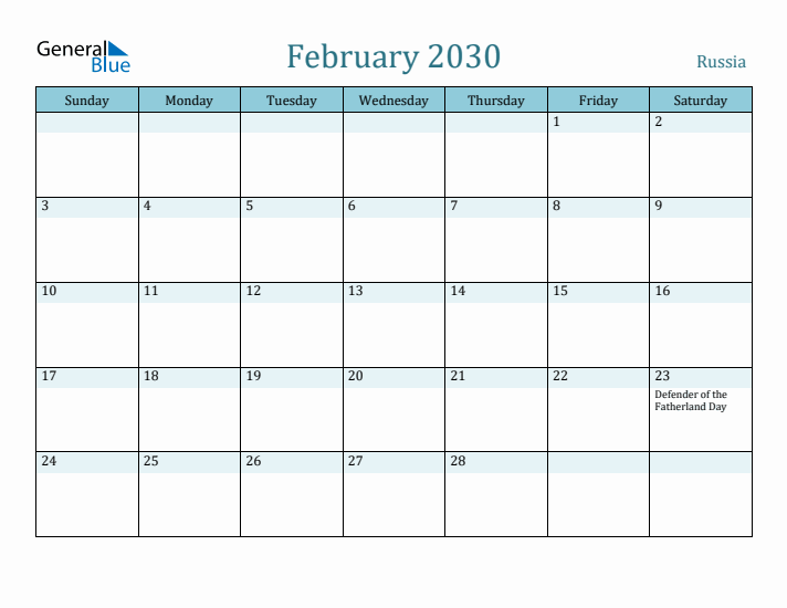 February 2030 Calendar with Holidays