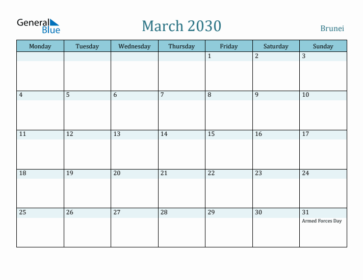 March 2030 Calendar with Holidays