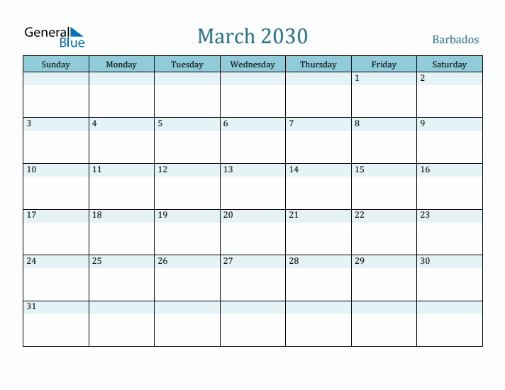 March 2030 Calendar with Holidays