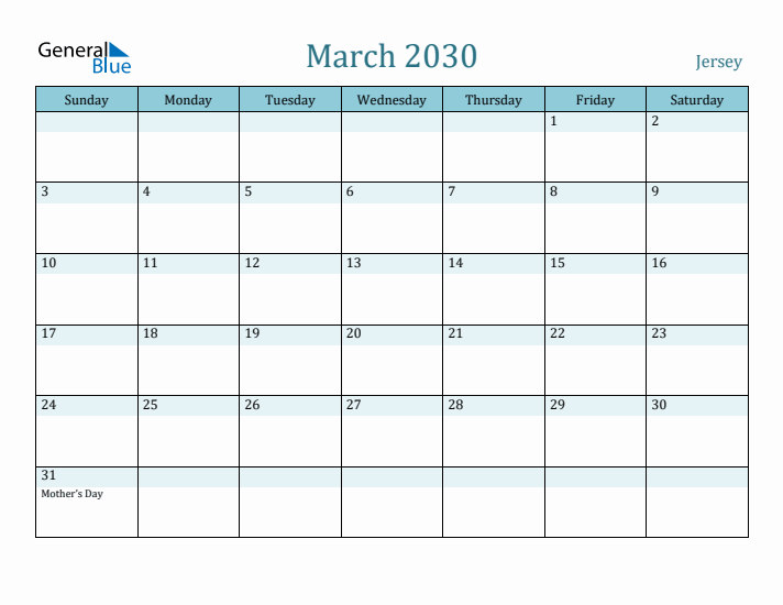 March 2030 Calendar with Holidays