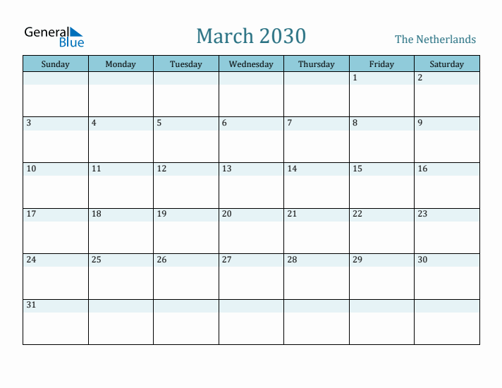 March 2030 Calendar with Holidays