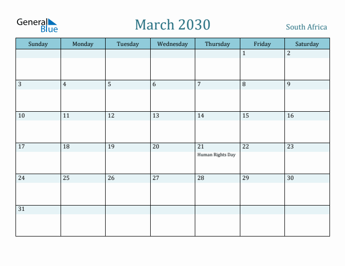 March 2030 Calendar with Holidays