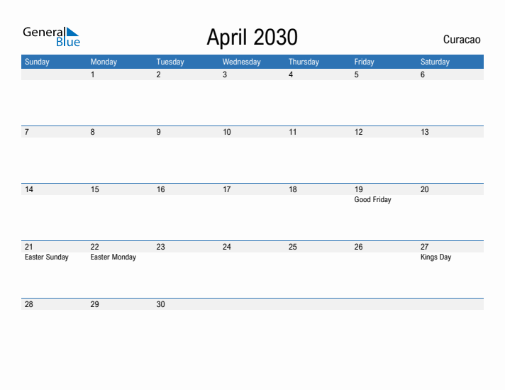 Fillable April 2030 Calendar