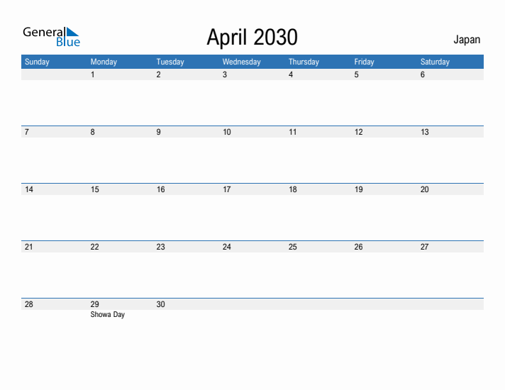 Fillable April 2030 Calendar