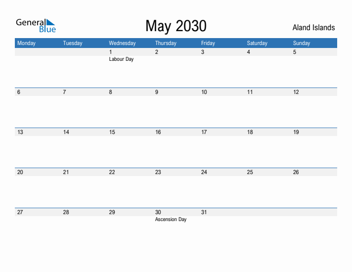 Fillable May 2030 Calendar