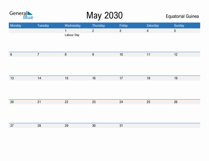 Fillable May 2030 Calendar