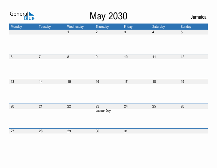 Fillable May 2030 Calendar