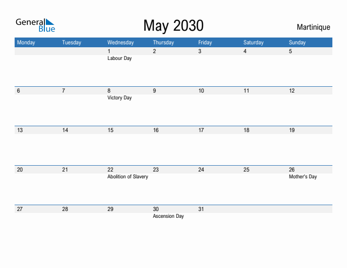 Fillable May 2030 Calendar