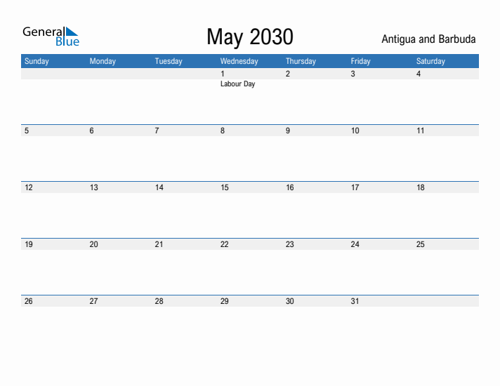 Fillable May 2030 Calendar