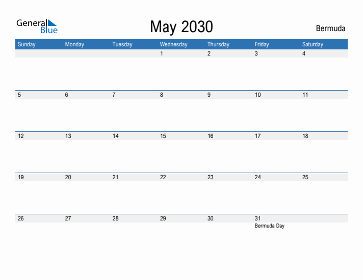 Fillable May 2030 Calendar