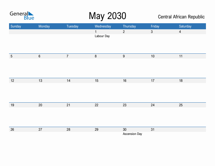 Fillable May 2030 Calendar