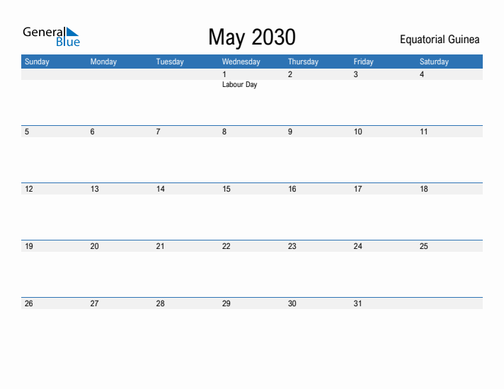 Fillable May 2030 Calendar