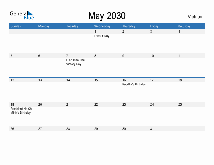 Fillable May 2030 Calendar