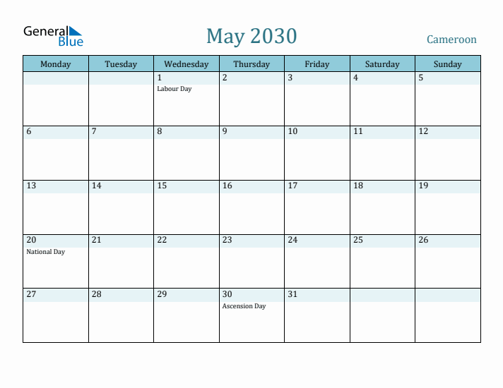 May 2030 Calendar with Holidays