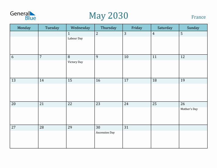 May 2030 Calendar with Holidays