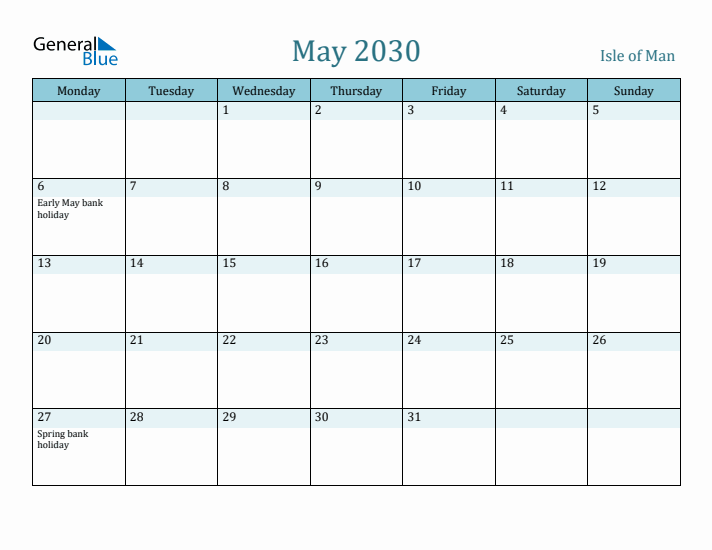 May 2030 Calendar with Holidays