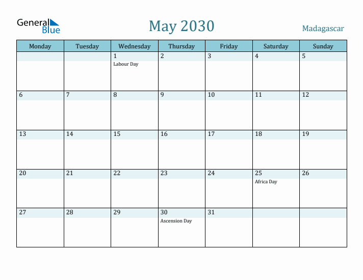 May 2030 Calendar with Holidays