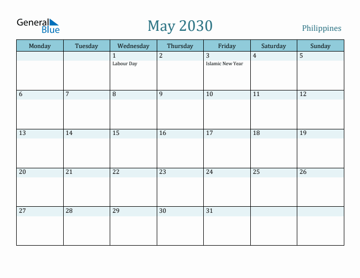 May 2030 Calendar with Holidays