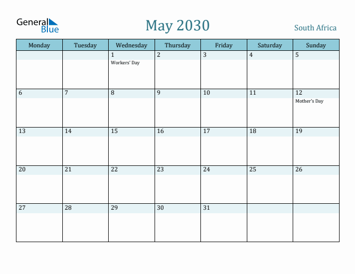 May 2030 Calendar with Holidays