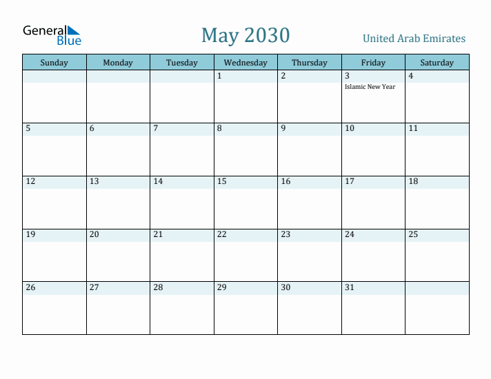 May 2030 Calendar with Holidays