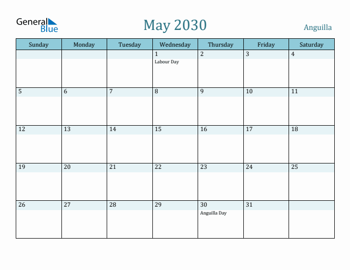 May 2030 Calendar with Holidays