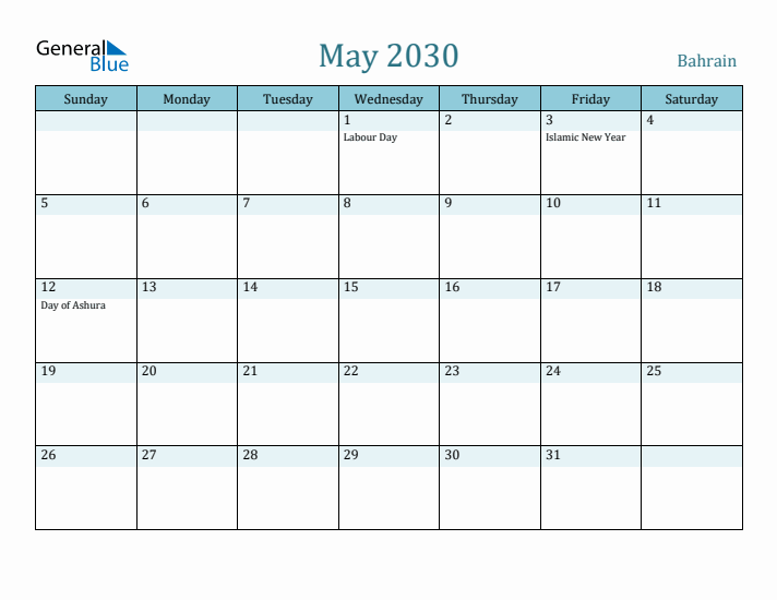 May 2030 Calendar with Holidays