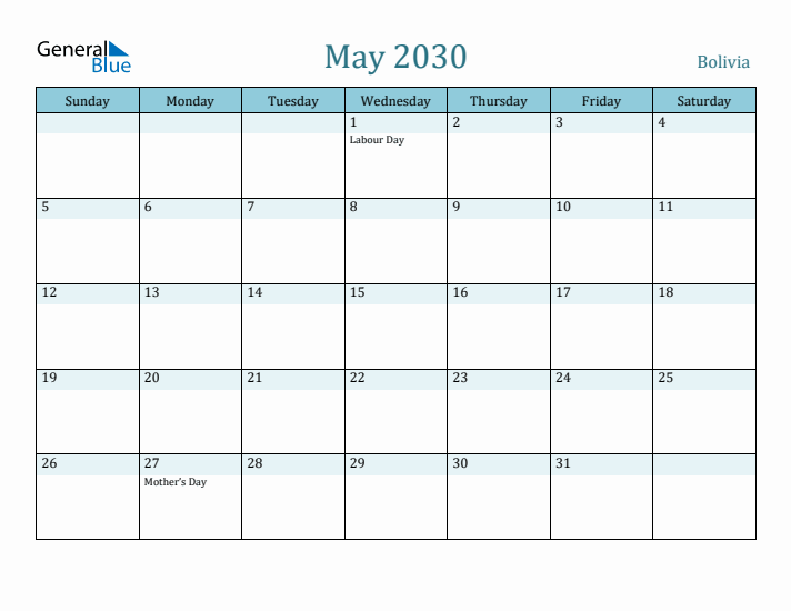 May 2030 Calendar with Holidays