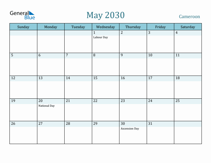 May 2030 Calendar with Holidays