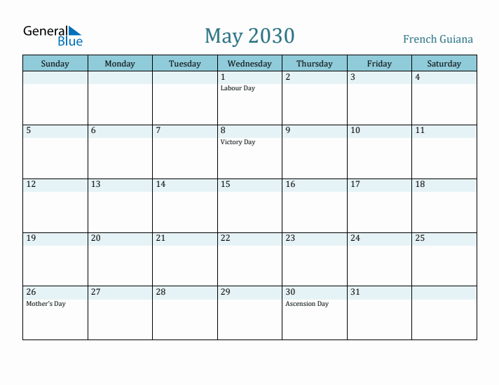 May 2030 Calendar with Holidays