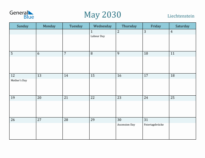 May 2030 Calendar with Holidays