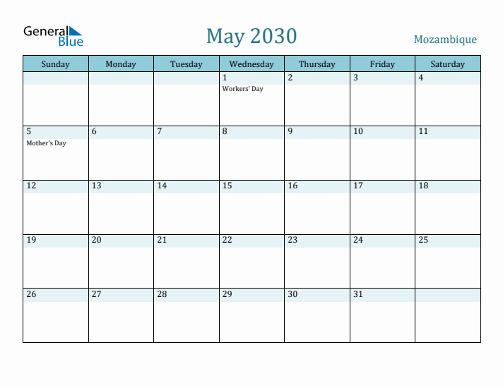 May 2030 Calendar with Holidays