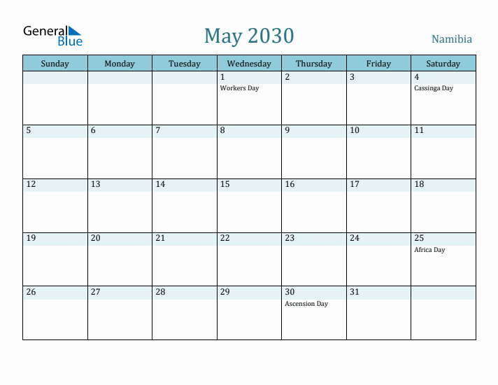 May 2030 Calendar with Holidays