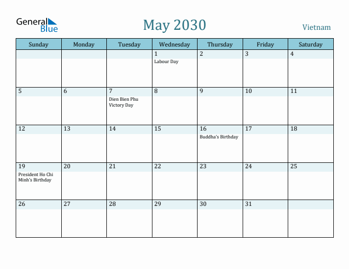 May 2030 Calendar with Holidays