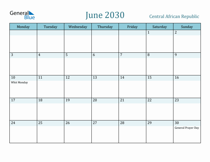 June 2030 Calendar with Holidays