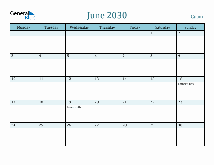 June 2030 Calendar with Holidays